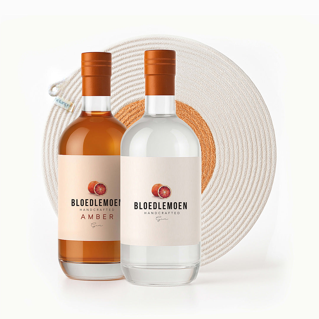 2 x Bottles Bloedlemoen Gin (Original + Amber) plus FREE set of 2 Mia Melange Placemats