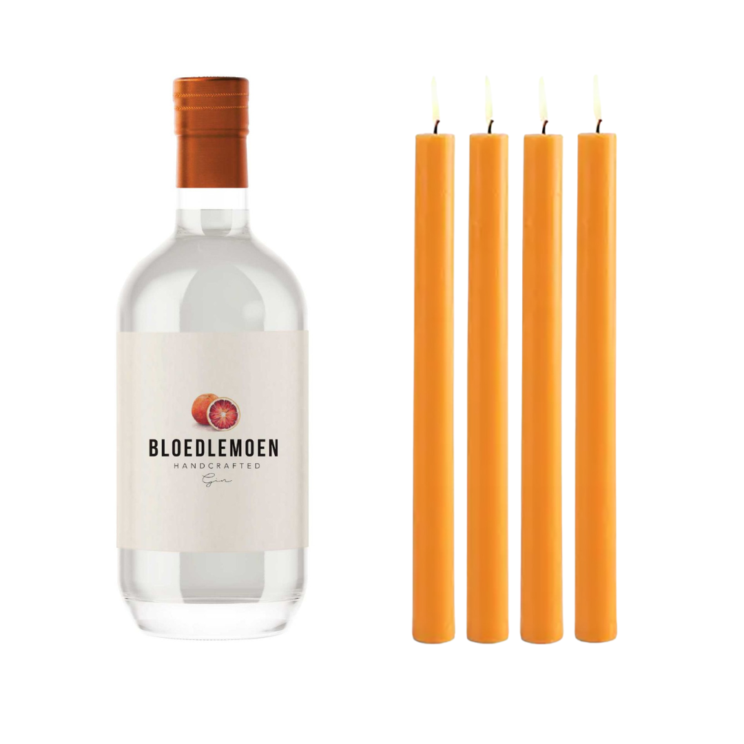 Bloedlemoen Gin Original plus FREE Set of 4 Load Shedder Candles