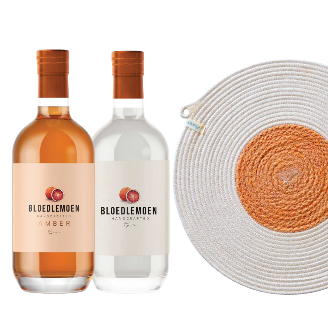 2 x Bottles Bloedlemoen Gin (Original + Amber) plus FREE set of 2 Mia Melange Placemats