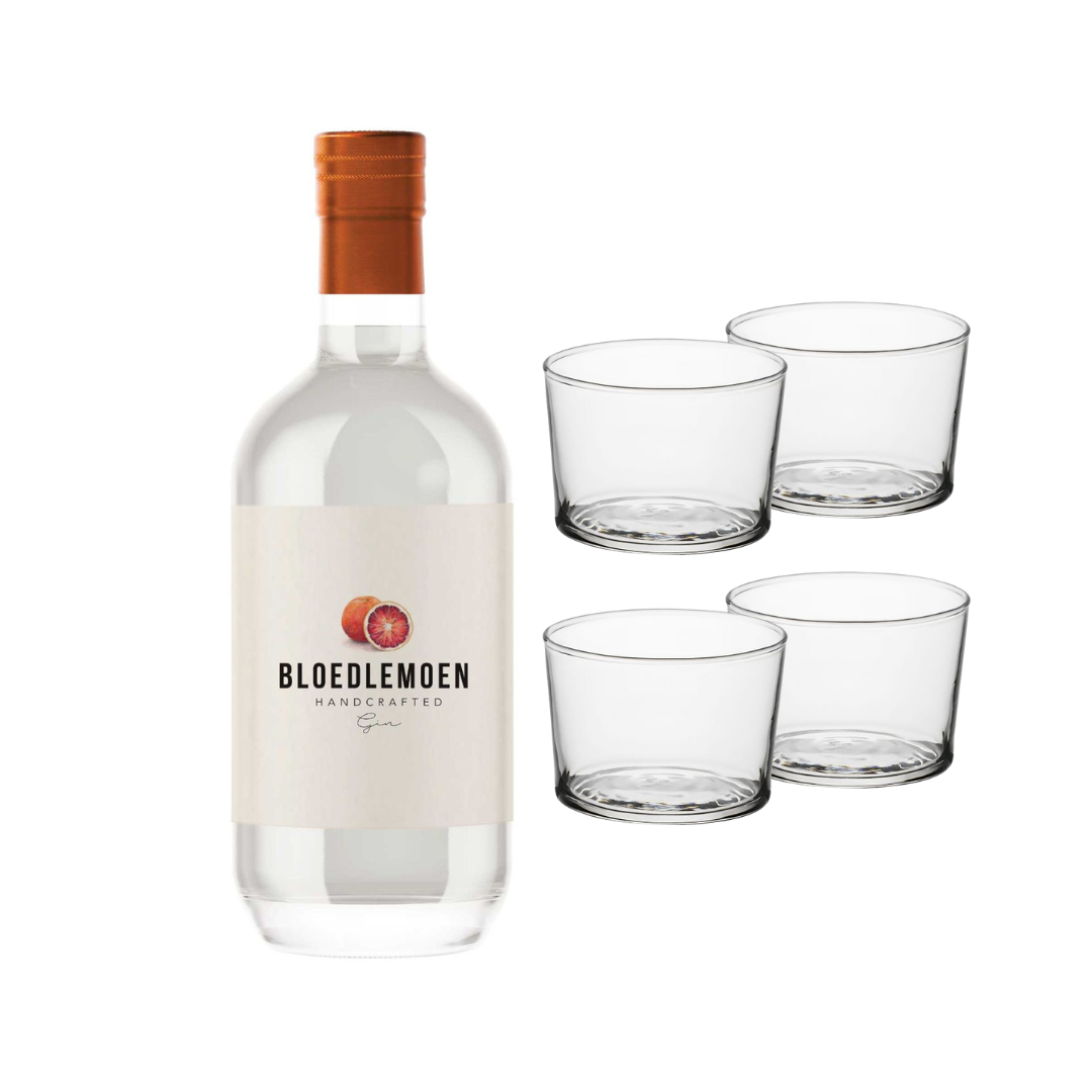 Bloedlemoen Gin Original plus FREE set of 4 Bodega mini Tumblers